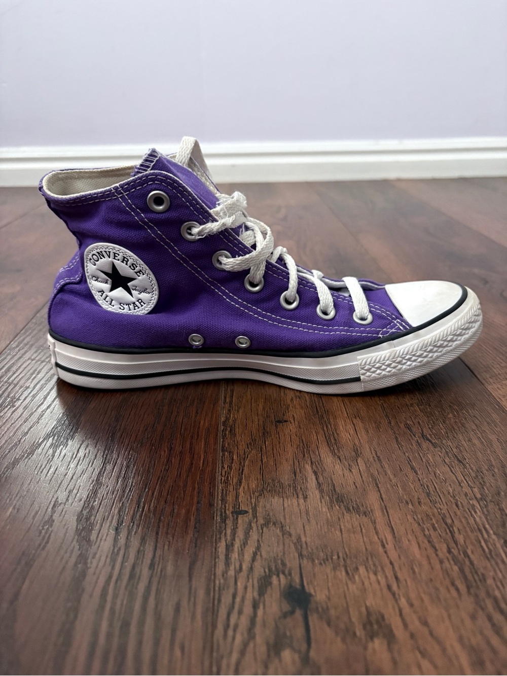 Converse Purple Canvas Low Top Sneakers with White Accents